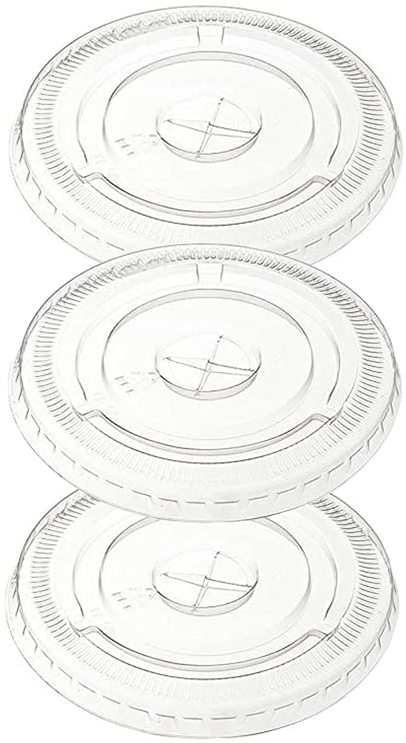 107mm diameter PET Flat Straw Slot Lid, (Case of 500 count)