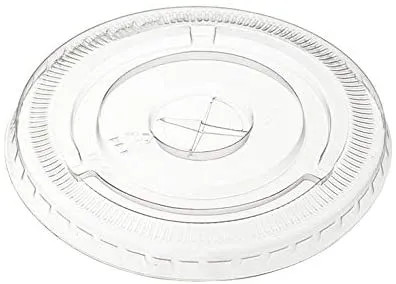 107mm diameter PET Flat Straw Slot Lid, (Case of 500 count)