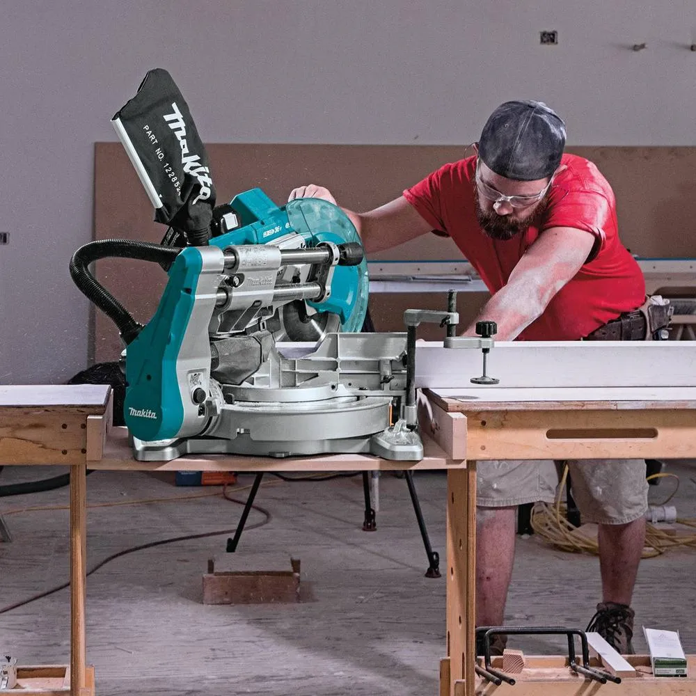 18-Volt Lithium-Ion Brushless Cordless 10 in. Dual-Bevel Sliding Compound Miter Saw and Compact Folding Miter Saw Stand