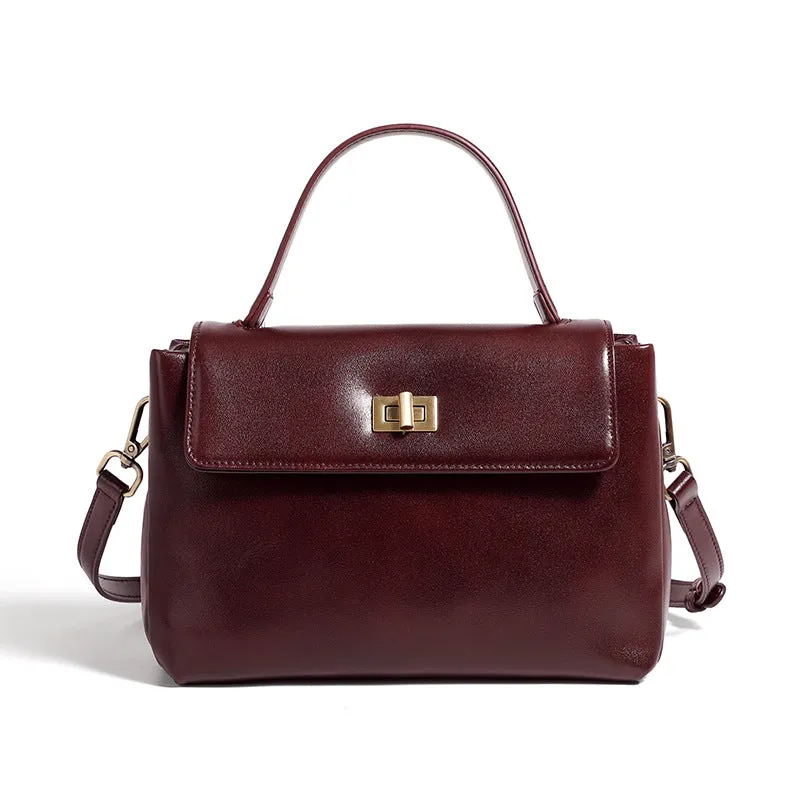 24CM genuine leather women's slanted shoulder handbag 2977 brown