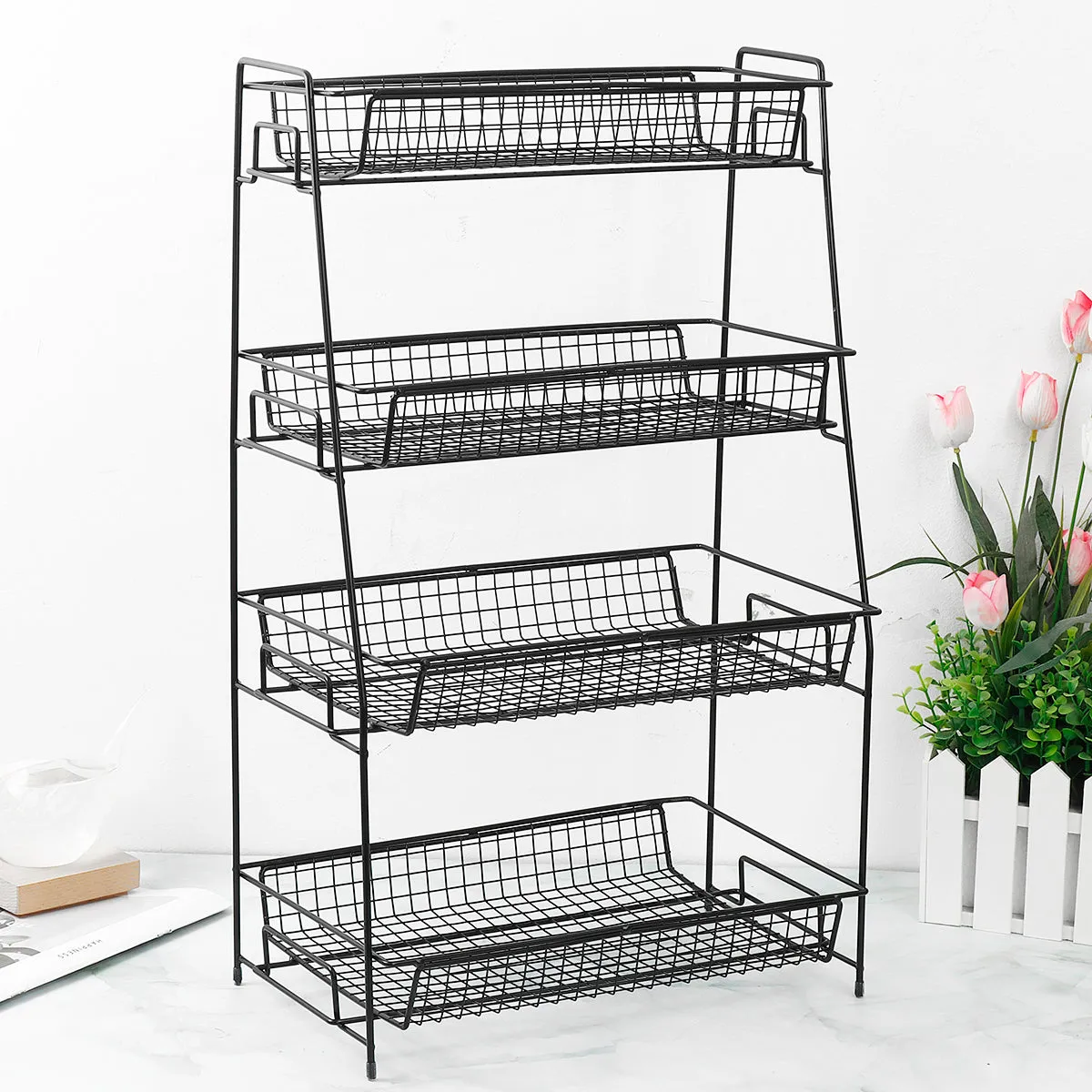4 Tier Desktop Cosmetic Storage Rack-Black