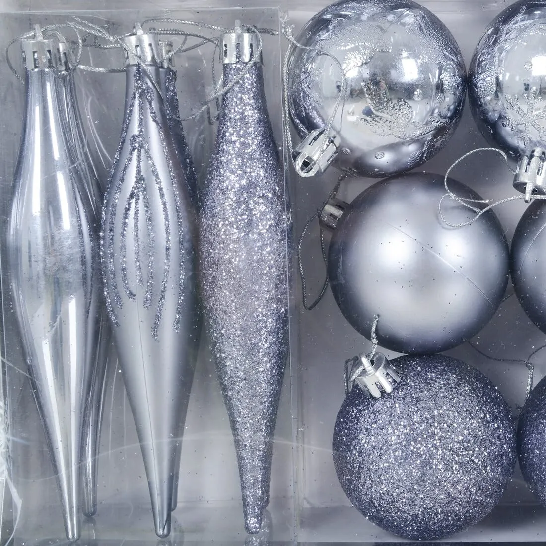 45pc Metallic Christmas Tree Decoration Set Mixed Baubles