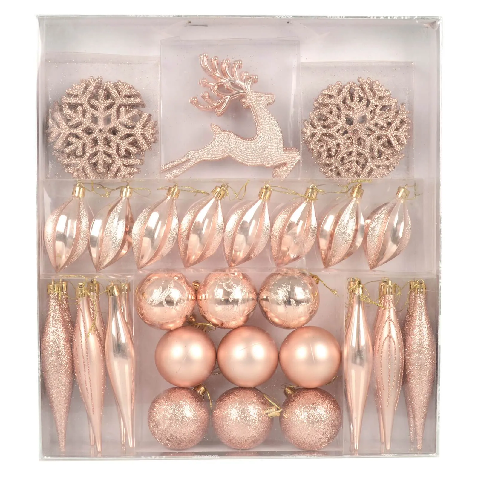 45pc Metallic Christmas Tree Decoration Set Mixed Baubles