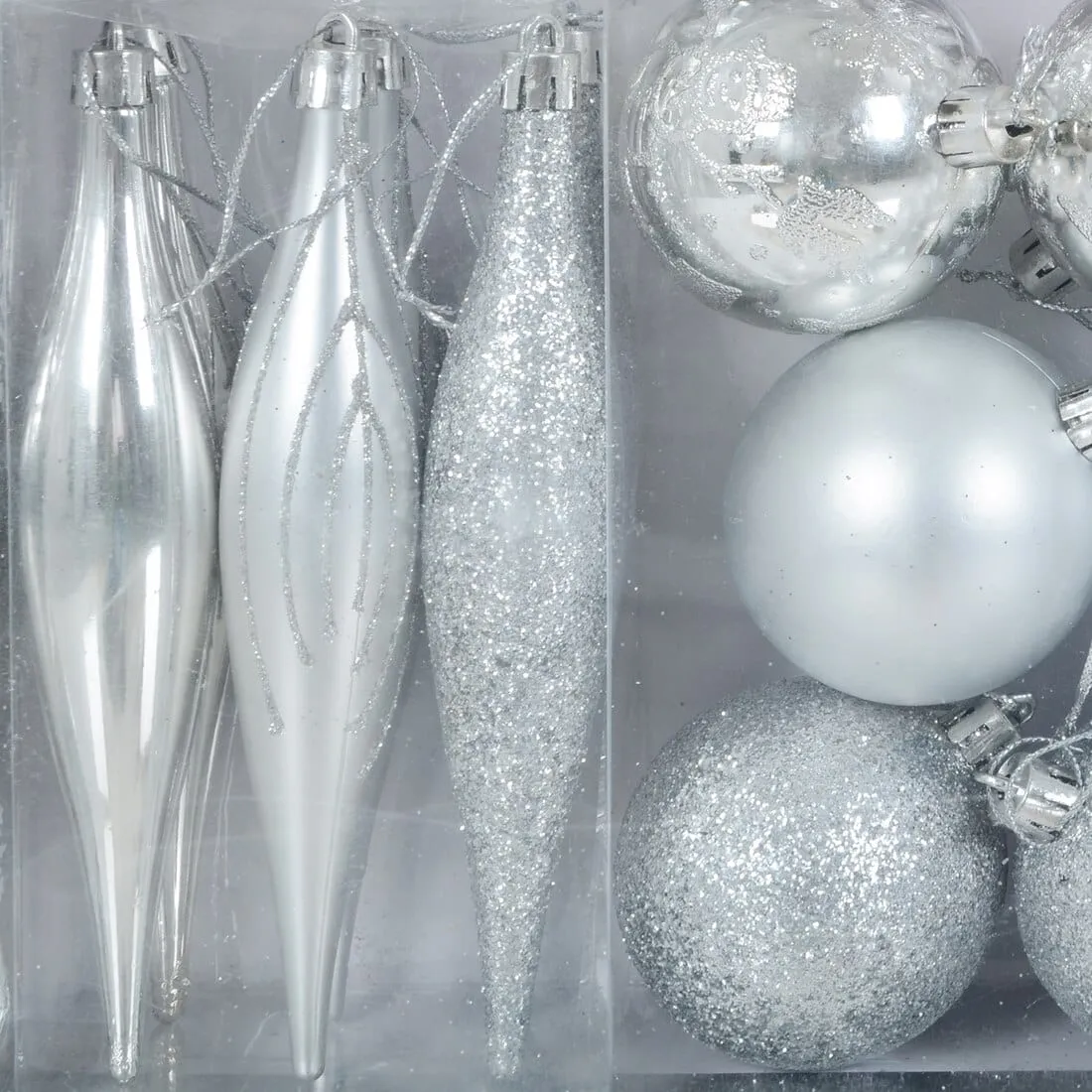 45pc Metallic Christmas Tree Decoration Set Mixed Baubles