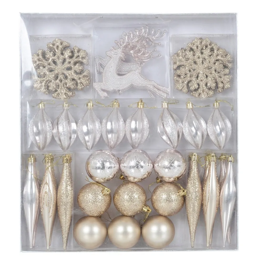 45pc Metallic Christmas Tree Decoration Set Mixed Baubles
