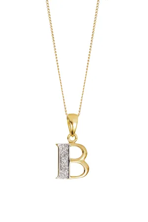9ct Yellow Gold Diamond Initial Pendant