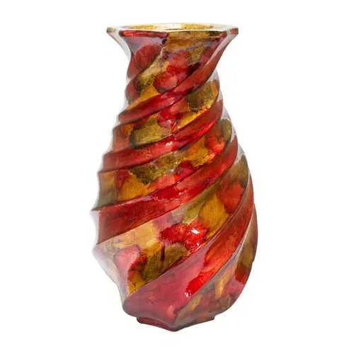 9" X 9" X 14" Gold  Copper  Brown Ceramic Table Vase