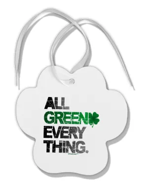 All Green Everything Distressed Paw Print Shaped Ornament