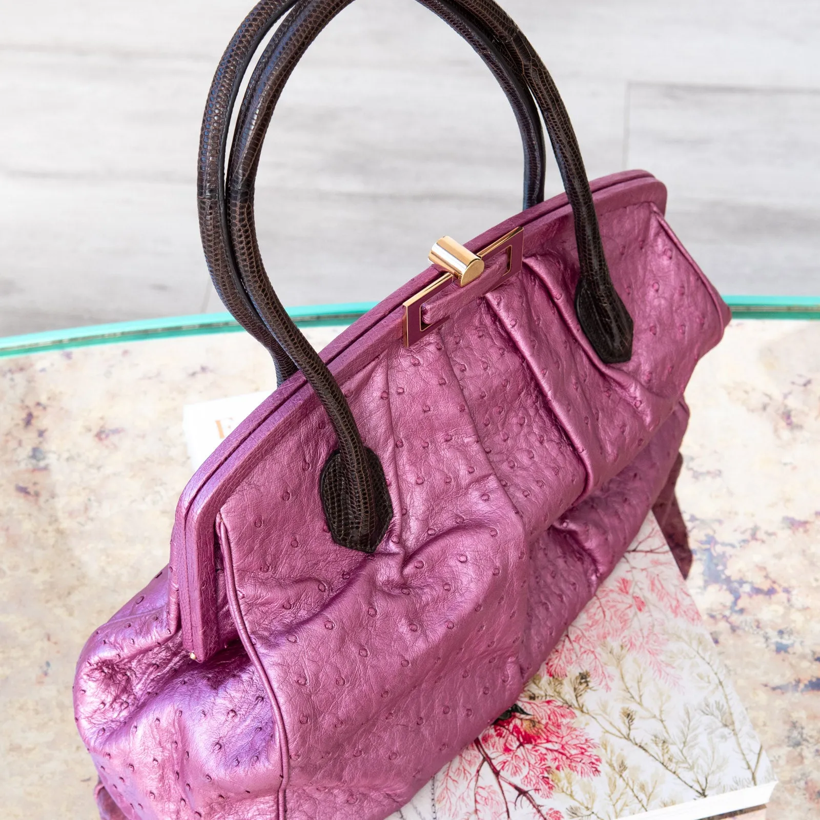 Analeena Lilac Ostrich Tote Bag