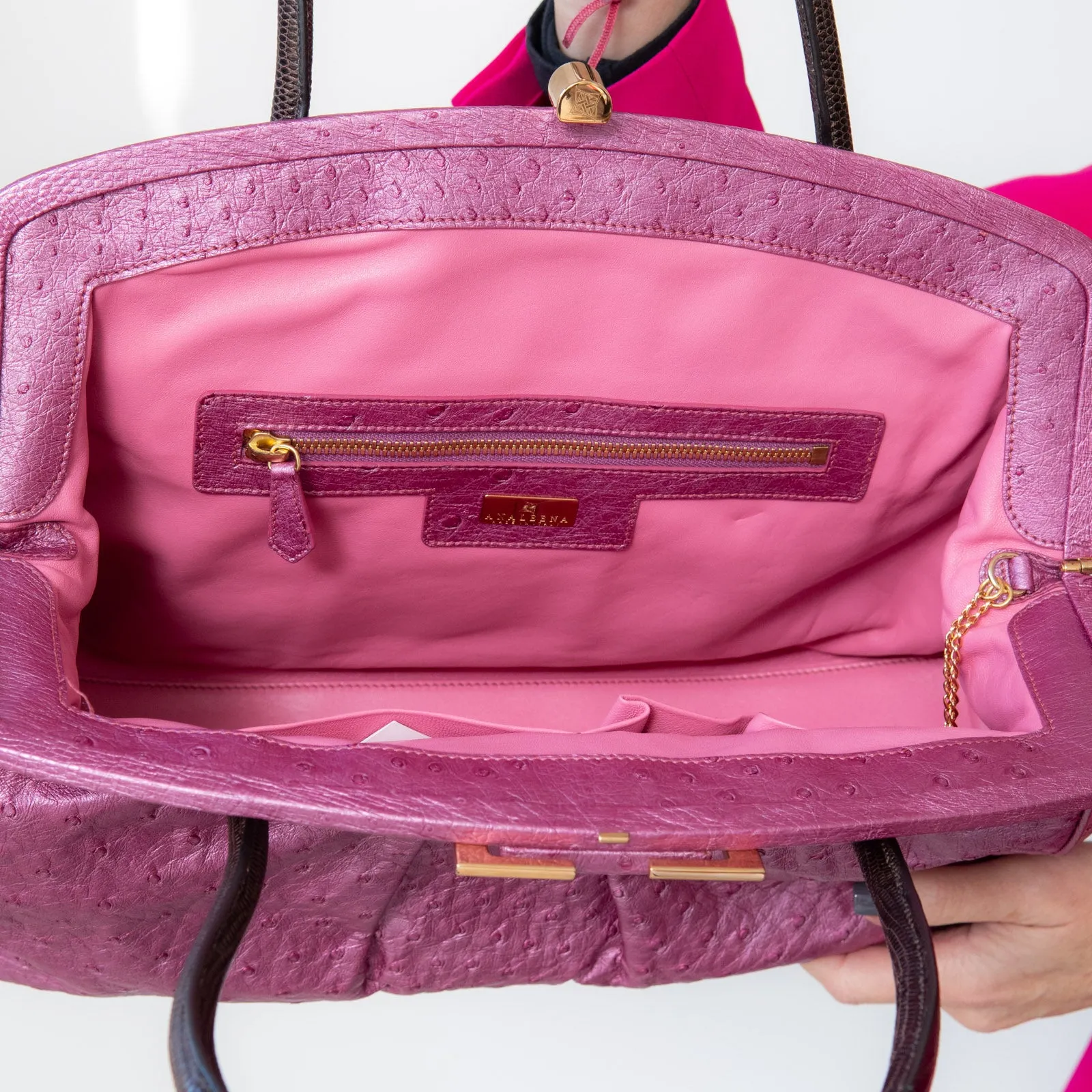 Analeena Lilac Ostrich Tote Bag