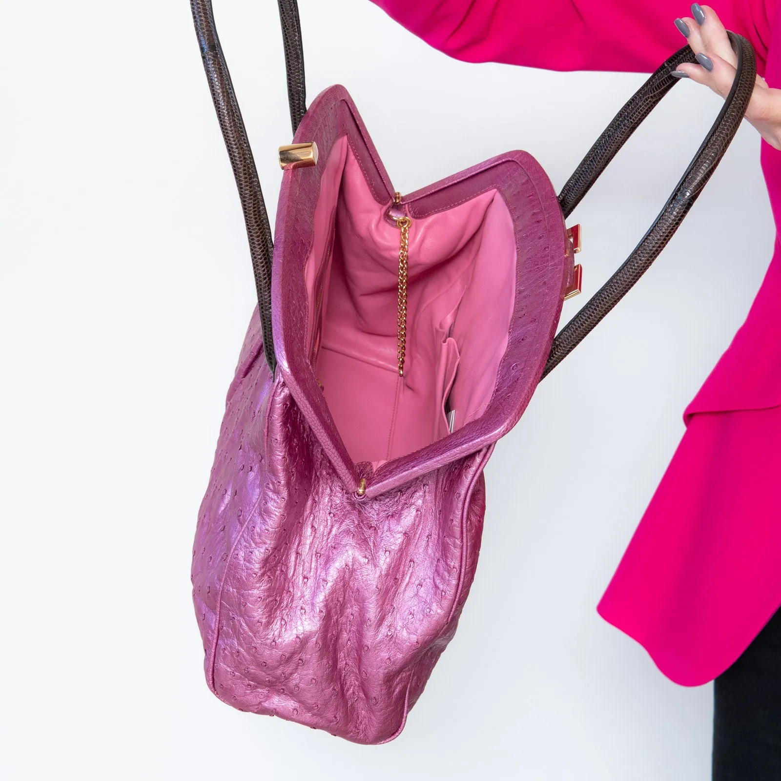 Analeena Lilac Ostrich Tote Bag