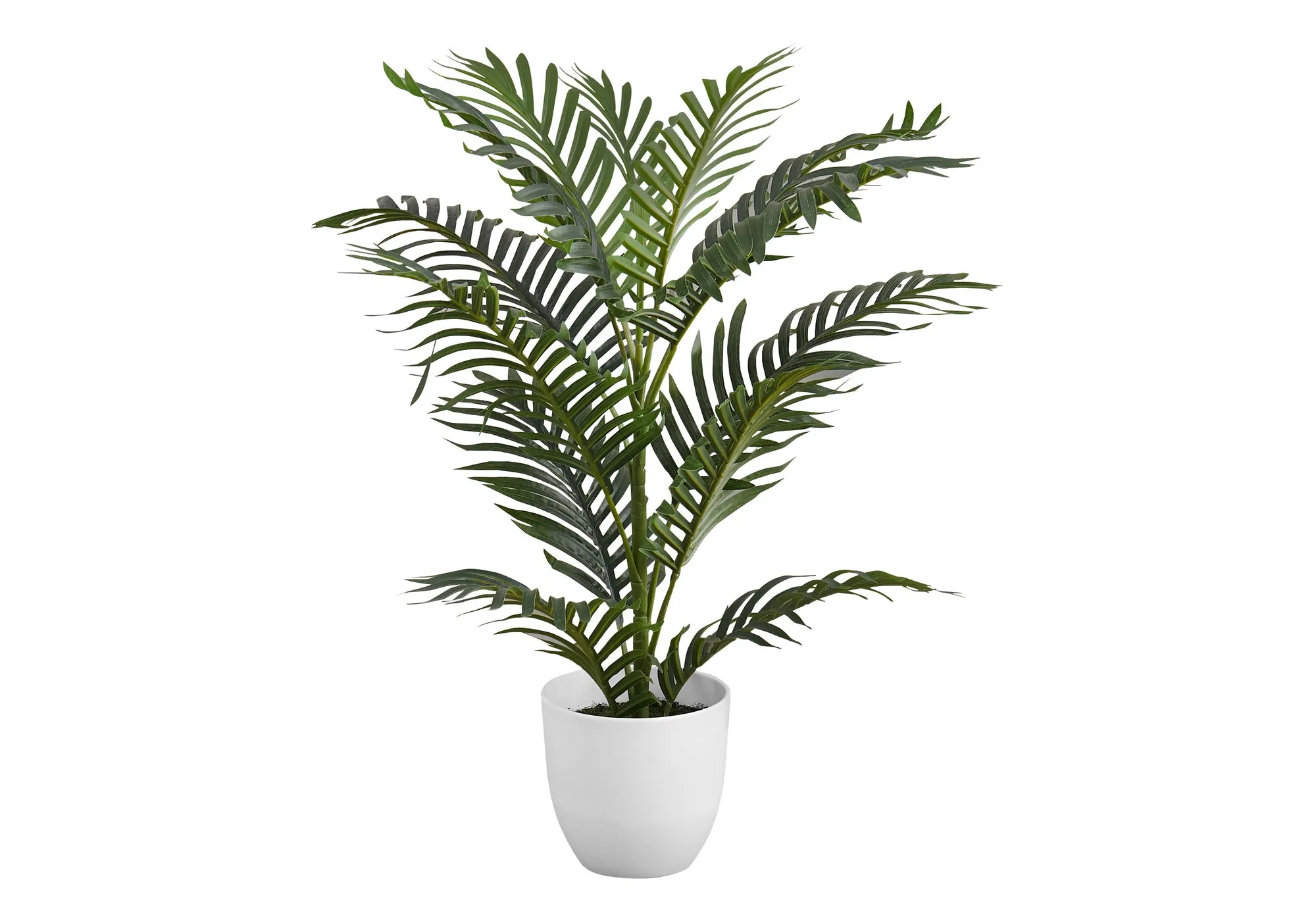 Artificial Plant, 28" Tall, Palm Tree, Indoor, Faux, Fake, Floor, Greenery, Potted, Real Touch, Decorative, Green Leaves, White Pot