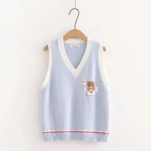 Beary Beautiful Sweater Vest  Top Kawaii Academia Y2K Cottagecore Coquette Fairycore Dollette Princesscore