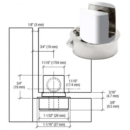 Beretta Barrel Glass Door Hinge