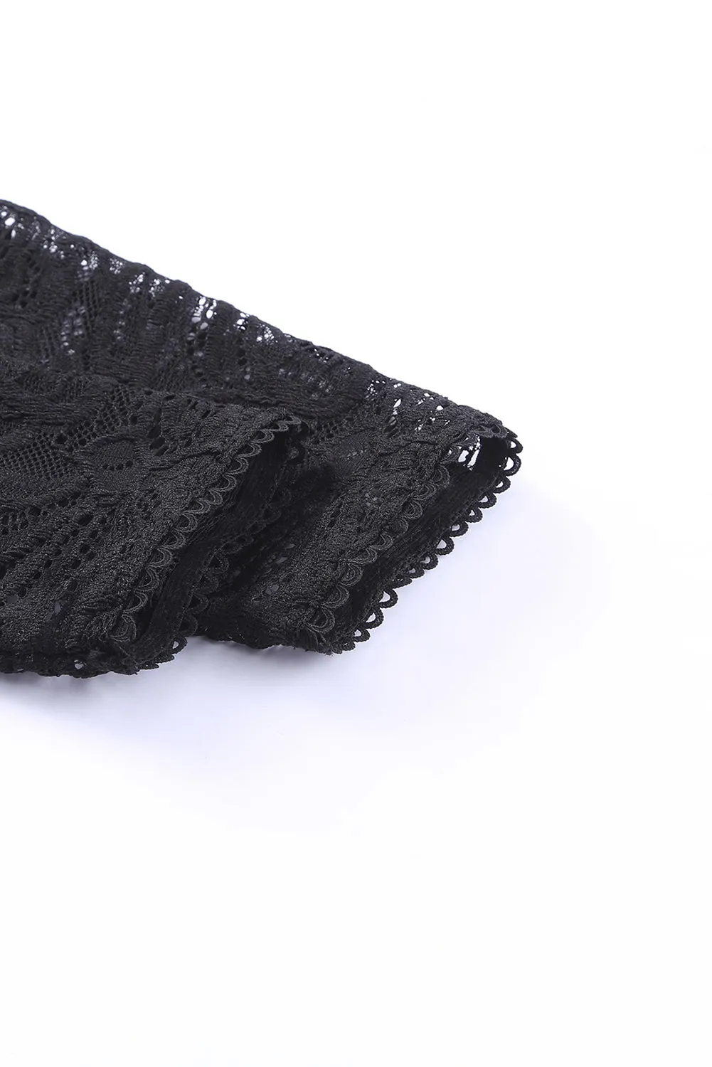BerryBetty - Black Long Sleeve High Neck Skinny Lace Bodysuit