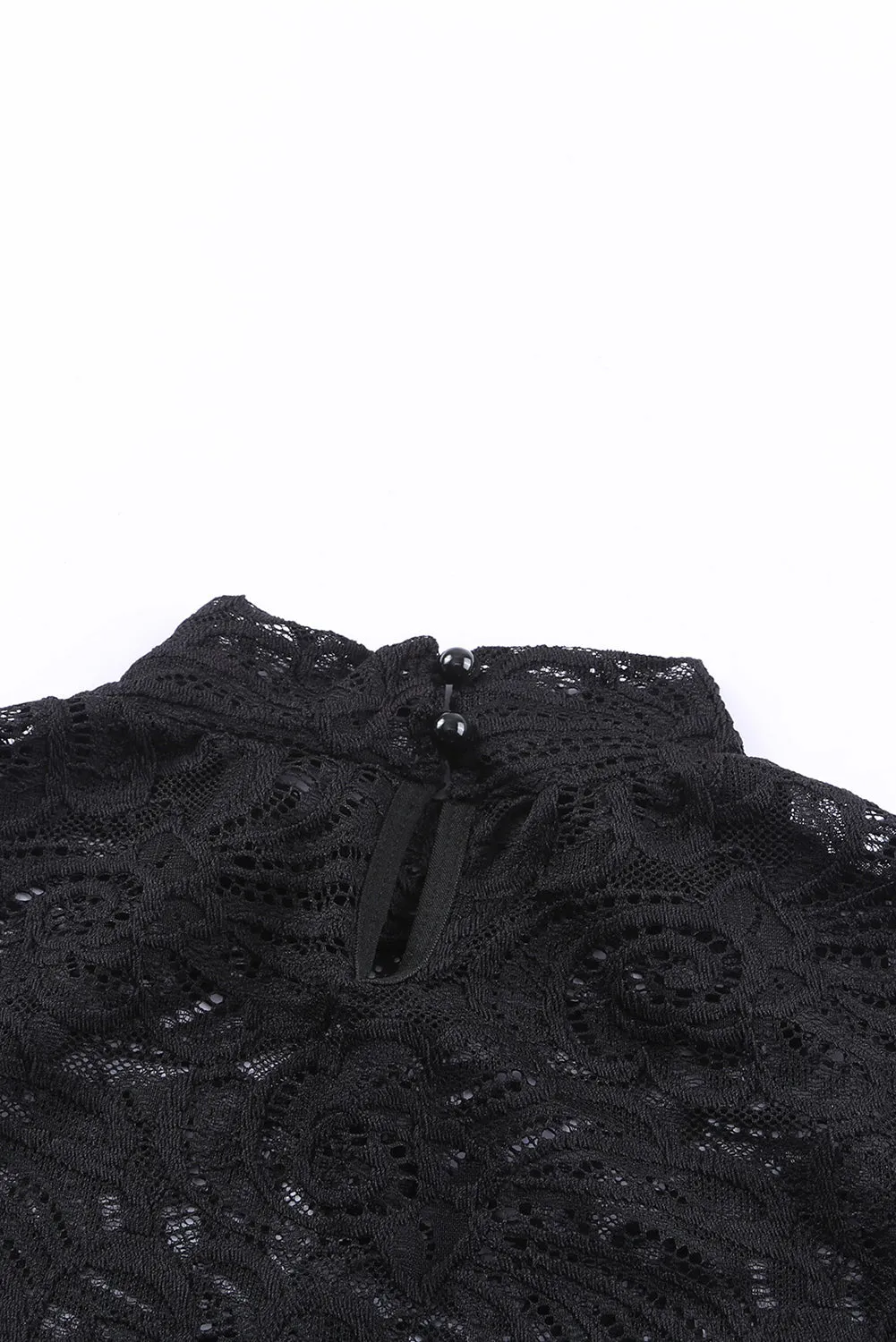 BerryBetty - Black Long Sleeve High Neck Skinny Lace Bodysuit