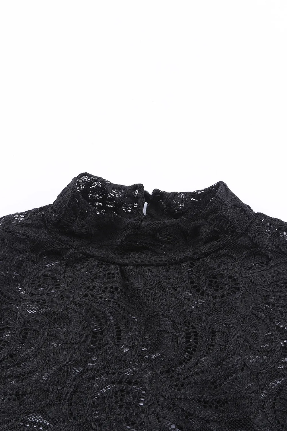 BerryBetty - Black Long Sleeve High Neck Skinny Lace Bodysuit