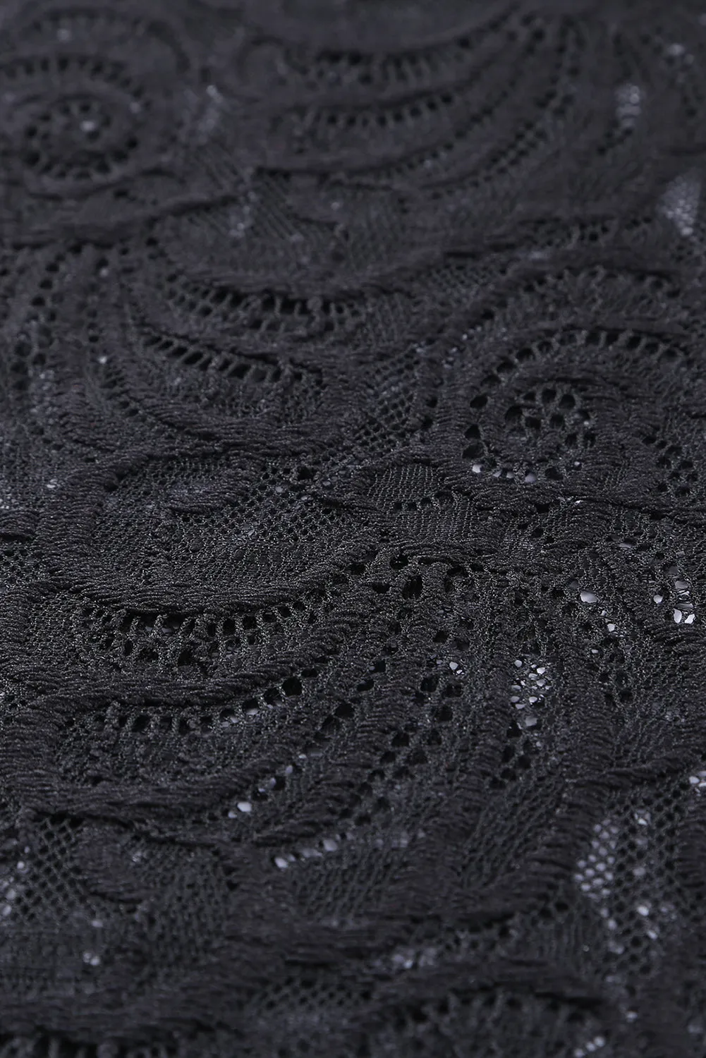 BerryBetty - Black Long Sleeve High Neck Skinny Lace Bodysuit