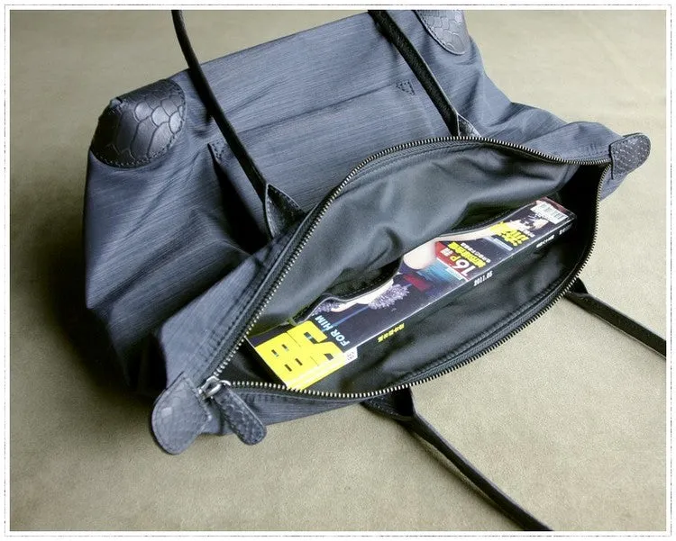 Black Womens Nylon Shoulder Handbag Womens Nylon Work Purse Black Nylon Handbag Shoulder Purse for Ladies