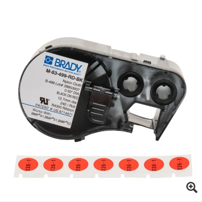 Brady BMP51 / BMP53 Label Maker Cartridge 0.5" Black on Red M-83-499-RD-BK