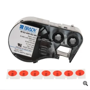 Brady BMP51 / BMP53 Label Maker Cartridge 0.5" Black on Red M-83-499-RD-BK