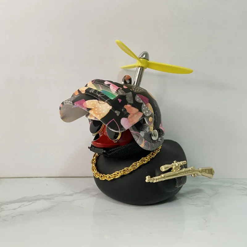 Car Interior Decoration Yellow Duck with Helmet for Bike Motor Without Lights Duck In The Car Car Accessories