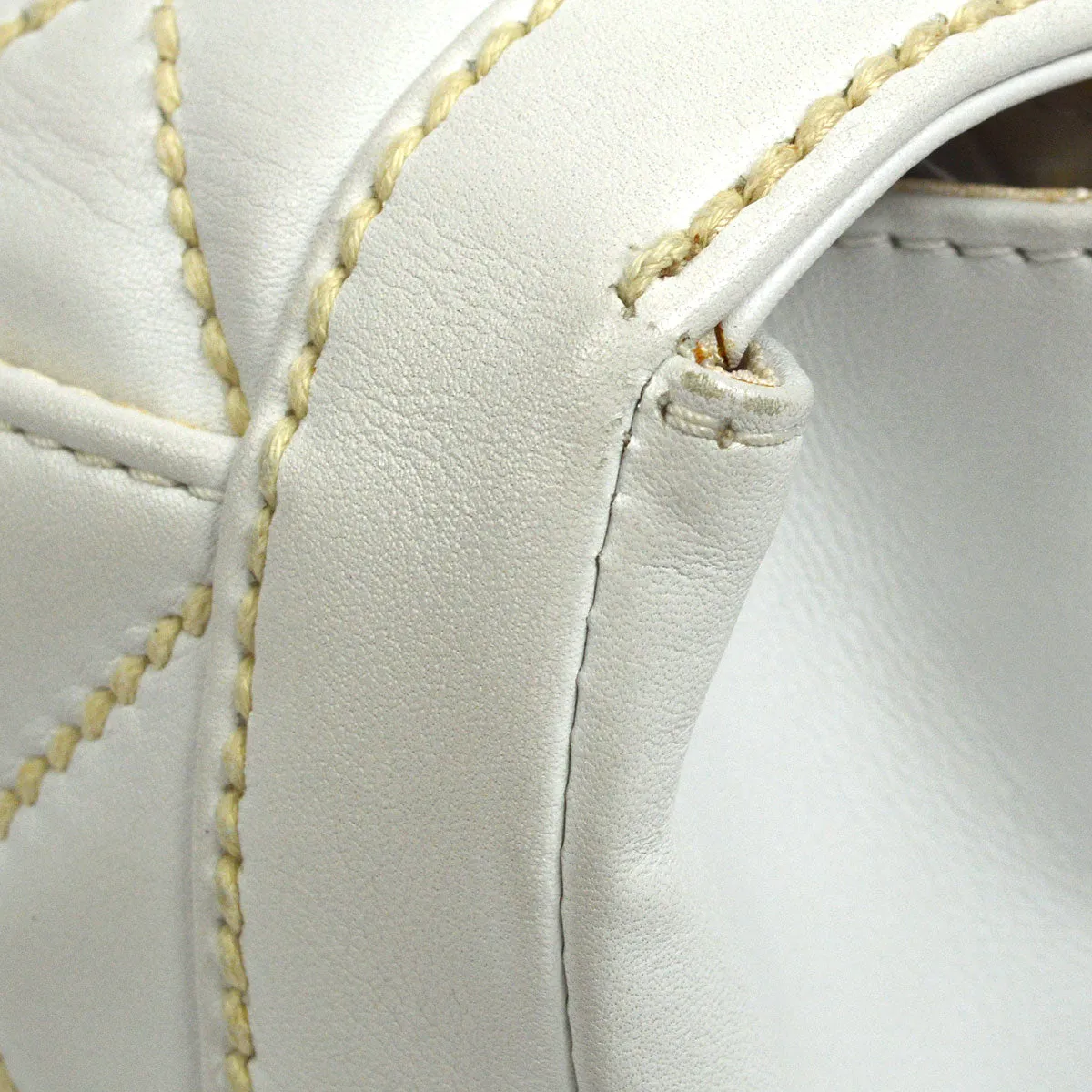 CHANEL 2004-2005 Wild Stitch Handbag Medium White Calfskin 47807
