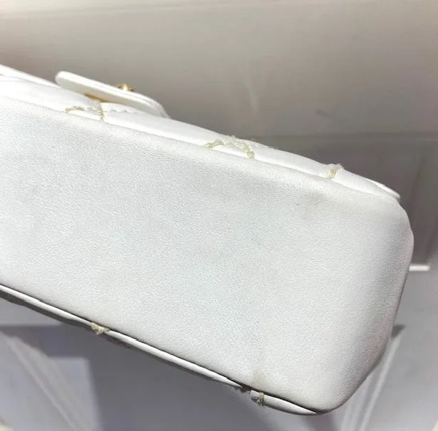 CHANEL 2004-2005 Wild Stitch Handbag Medium White Calfskin 47807