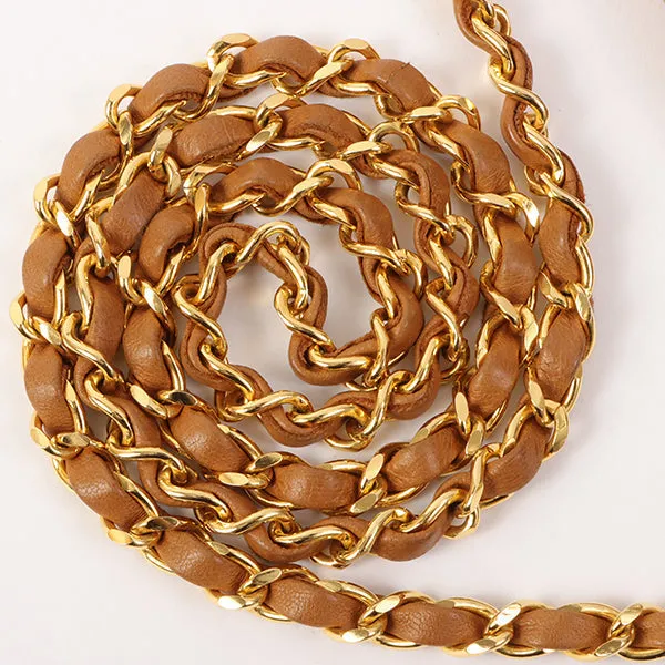 Chanel Around 1990 Made Turn-Lock 2Way Chain Bag Camel