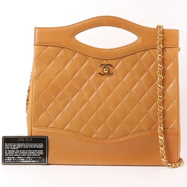 Chanel Around 1990 Made Turn-Lock 2Way Chain Bag Camel