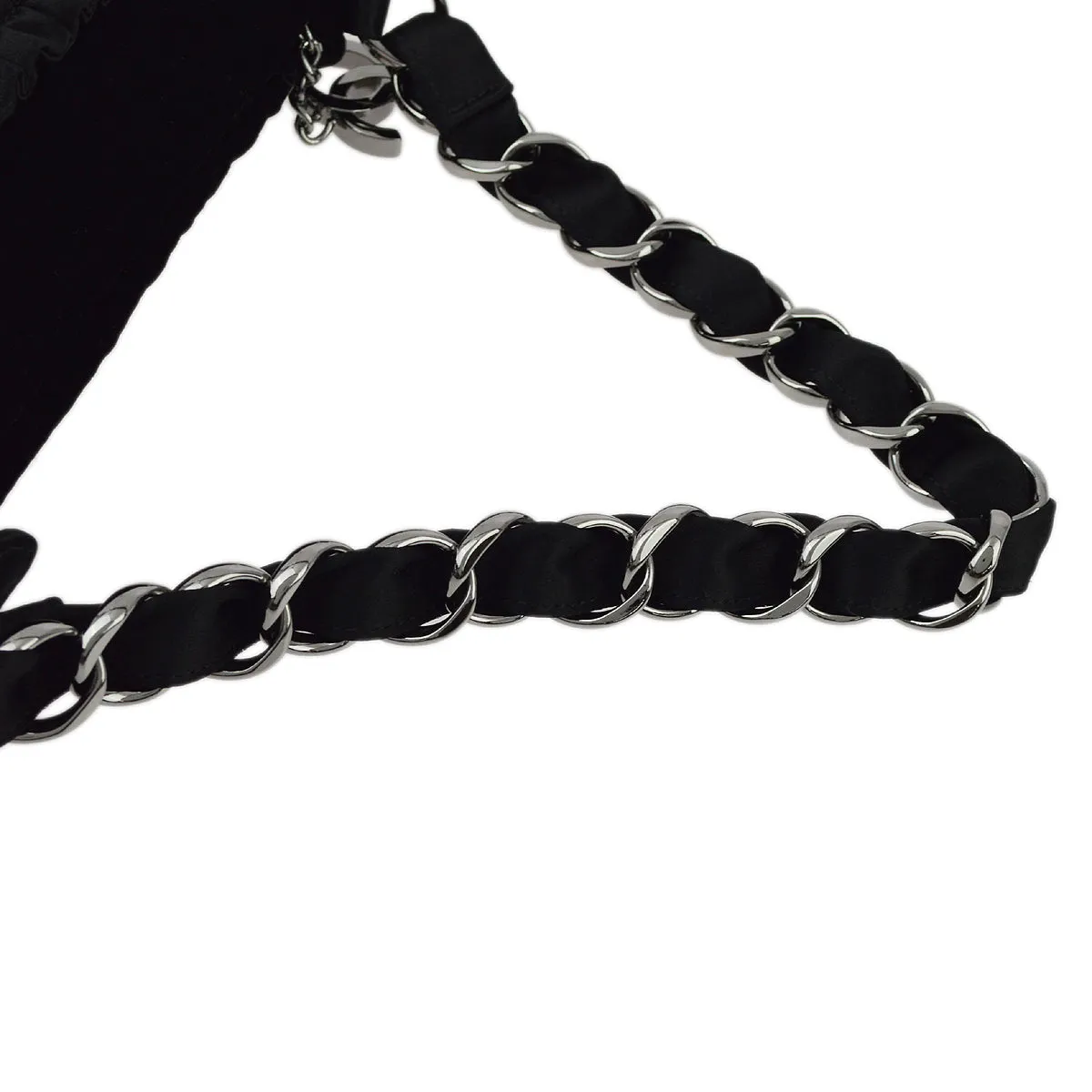 Chanel Black Satin Chain Handbag
