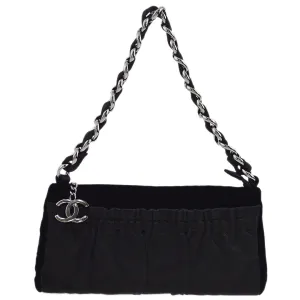 Chanel Black Satin Chain Handbag