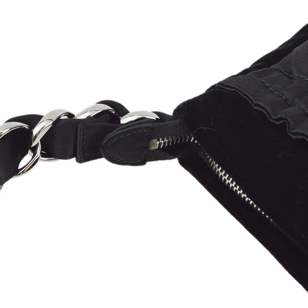 Chanel Black Satin Chain Handbag