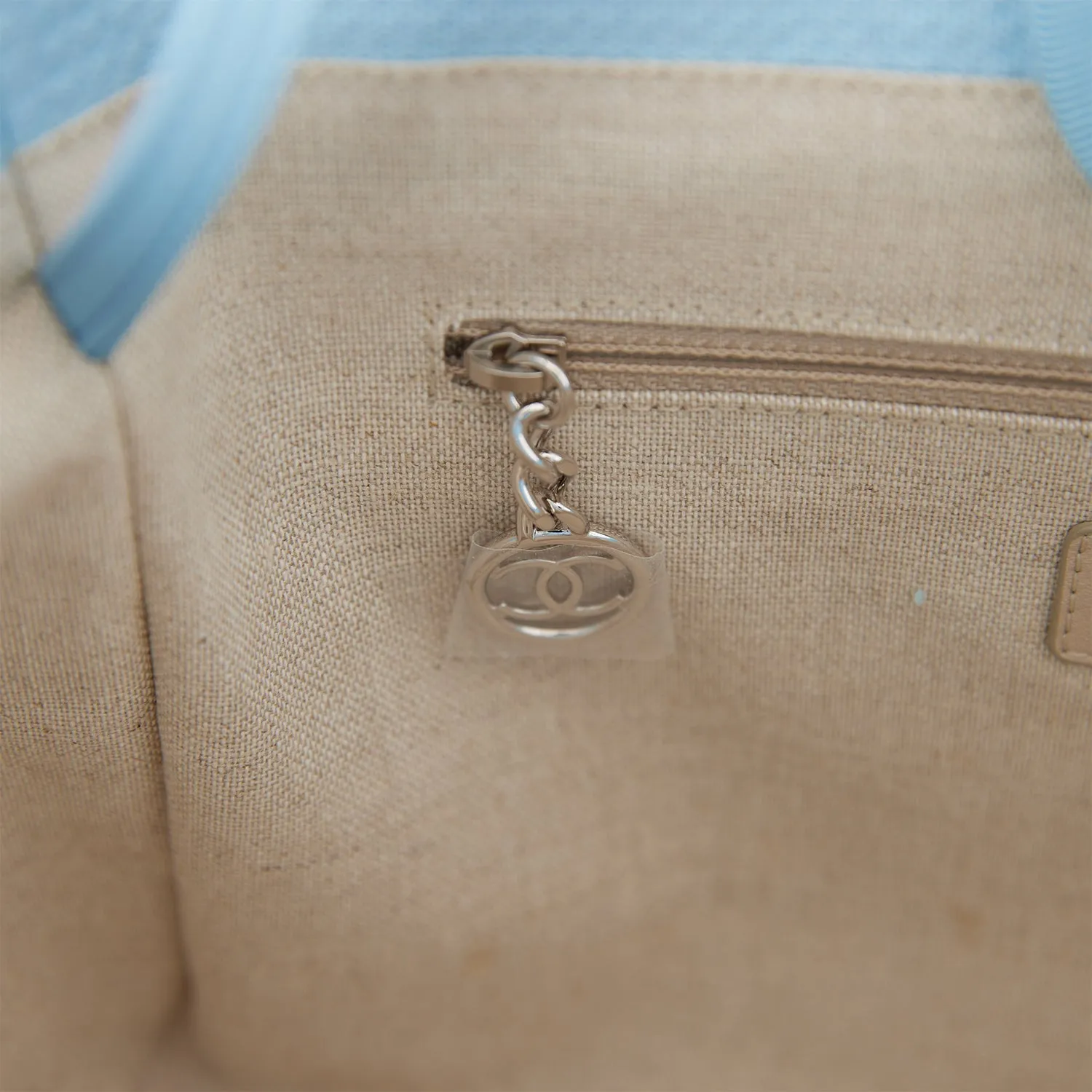 Chanel Small Deauville Shopping Bag Blue Boucle Silver Hardware