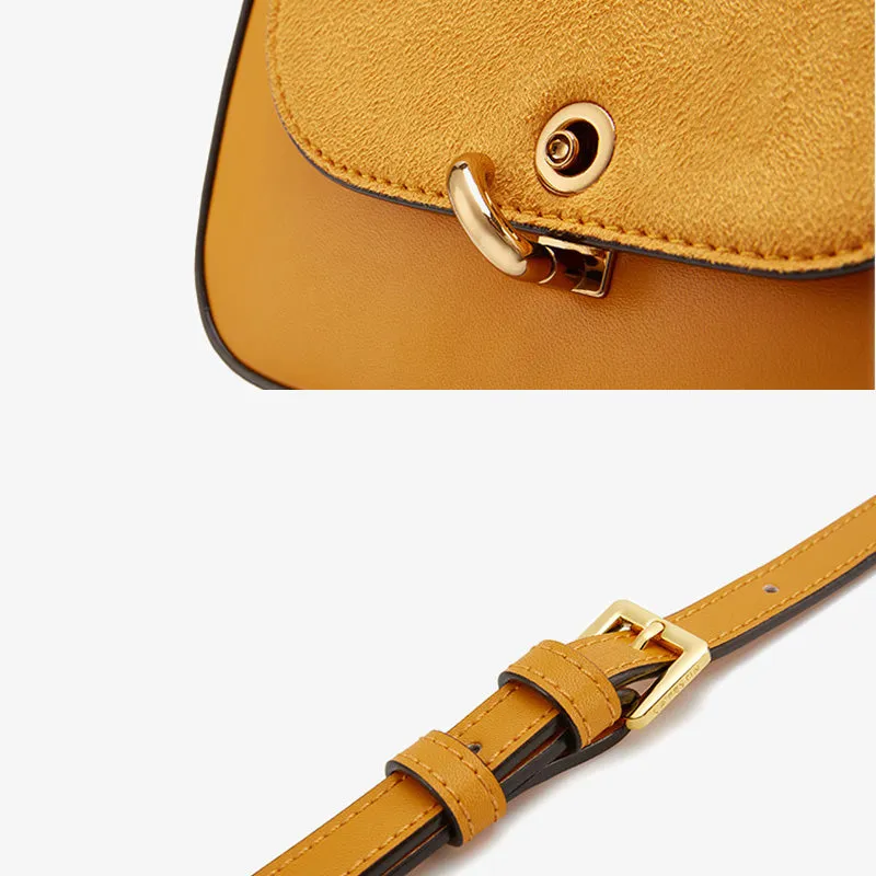Chic Women Orange Leather Crossbody Bags Shoulder Bag for Women