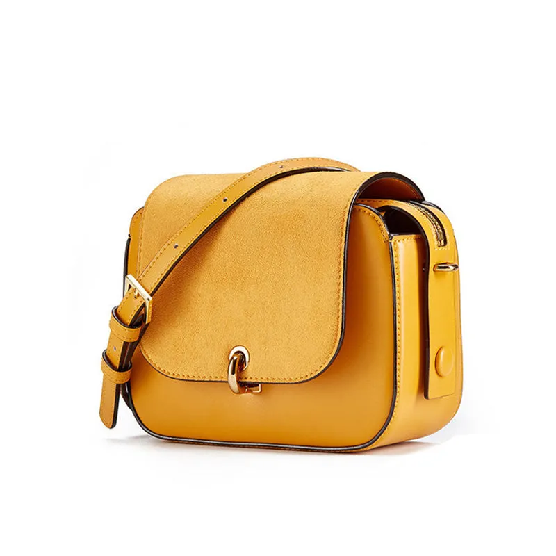 Chic Women Orange Leather Crossbody Bags Shoulder Bag for Women