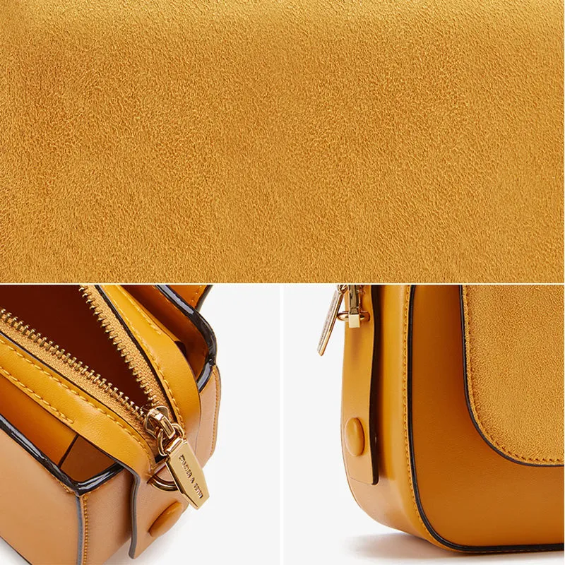 Chic Women Orange Leather Crossbody Bags Shoulder Bag for Women