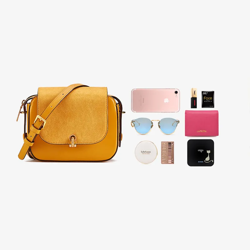 Chic Women Orange Leather Crossbody Bags Shoulder Bag for Women