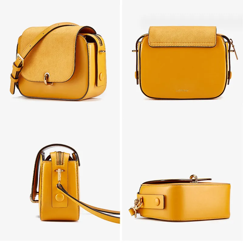 Chic Women Orange Leather Crossbody Bags Shoulder Bag for Women