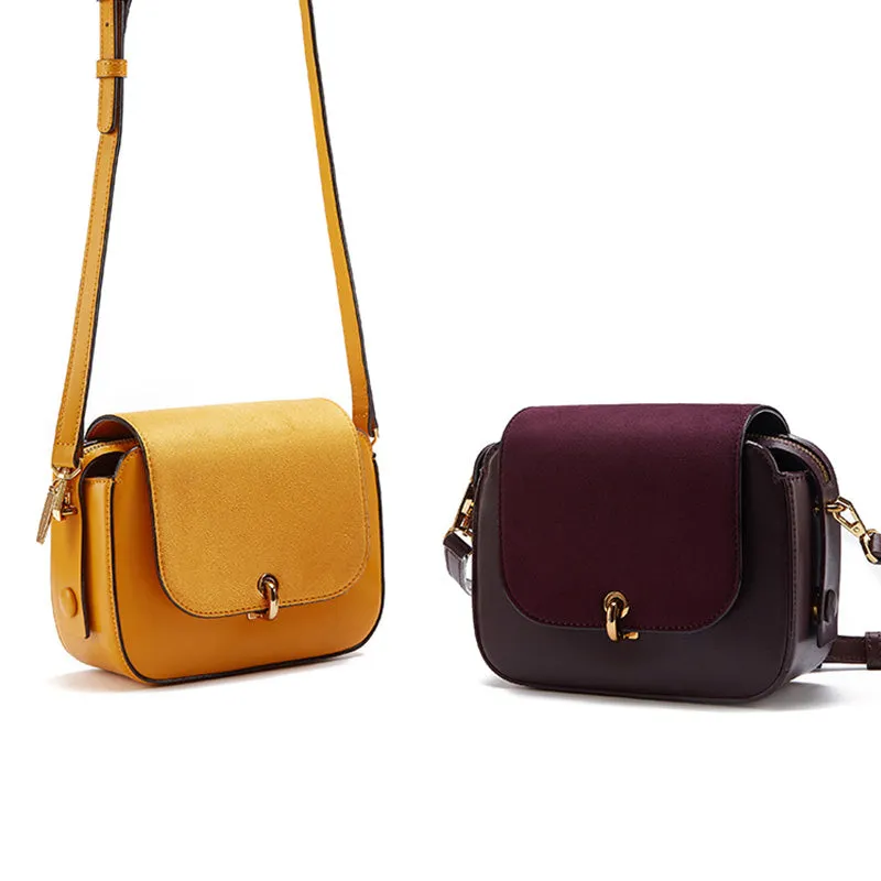Chic Women Orange Leather Crossbody Bags Shoulder Bag for Women