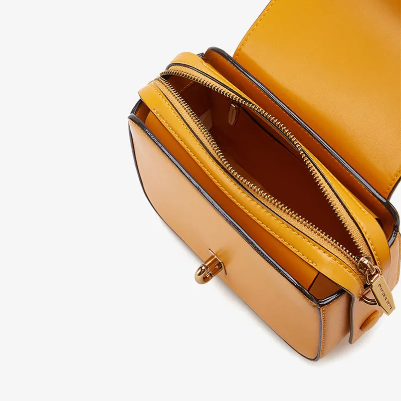 Chic Women Orange Leather Crossbody Bags Shoulder Bag for Women