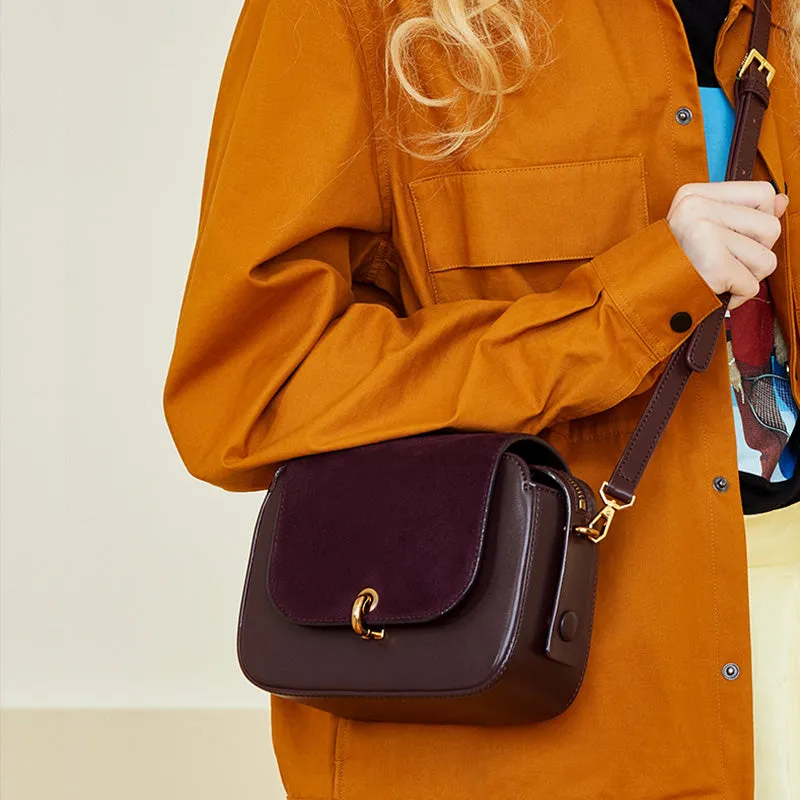 Chic Women Orange Leather Crossbody Bags Shoulder Bag for Women