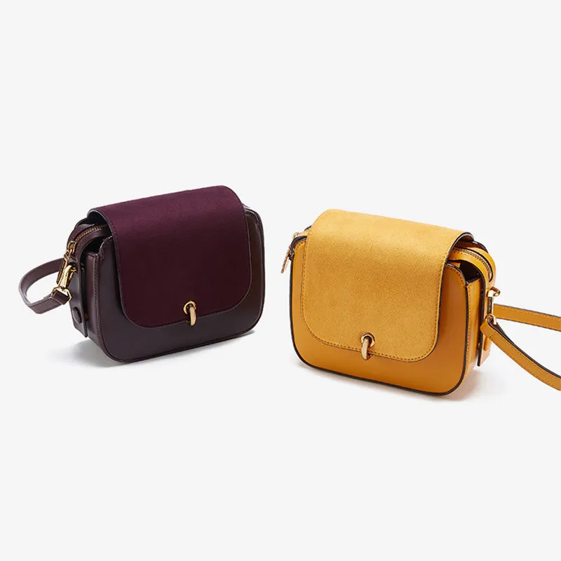 Chic Women Orange Leather Crossbody Bags Shoulder Bag for Women