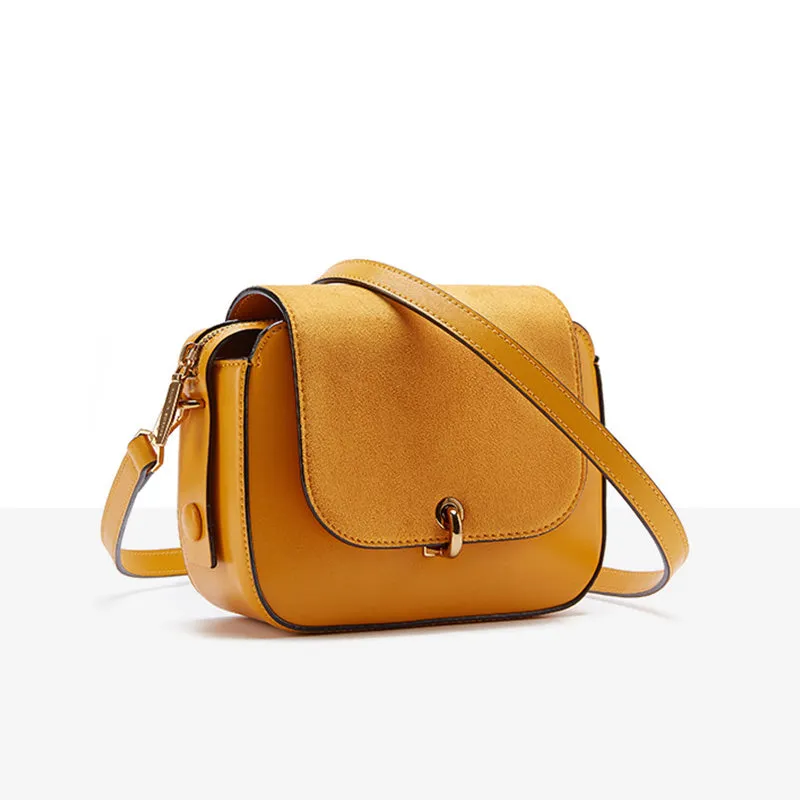 Chic Women Orange Leather Crossbody Bags Shoulder Bag for Women