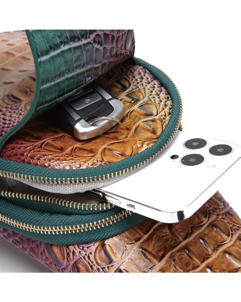 CROCODILE EMBOSSED CHEST BAG