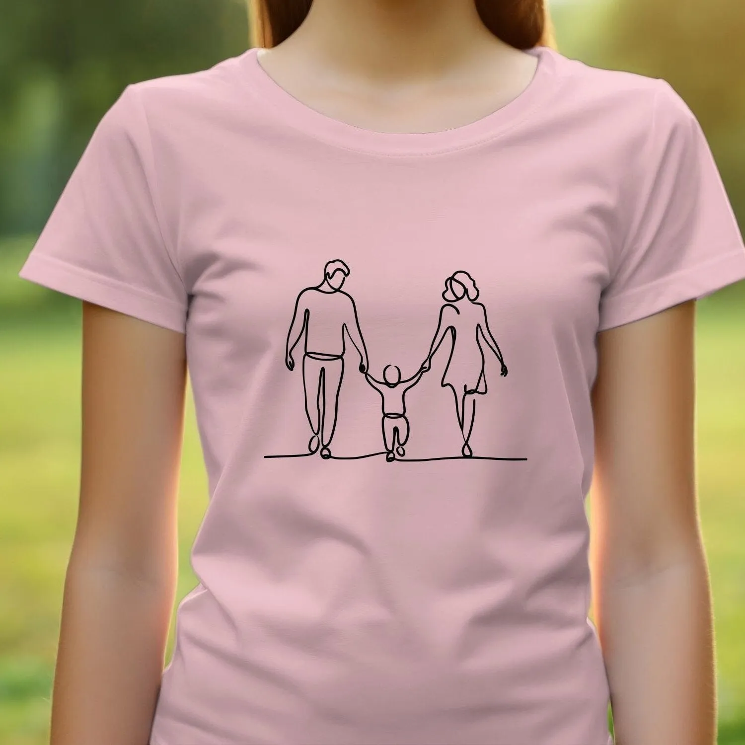 Custom Family of 3 Family Line Art T-Shirt, Line Art Photo Shirt, Birthday Gift, Custom Portrait, Photo Outline Tee For Father's Day Gift