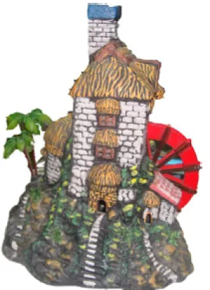 DECOR CERAMIC HOUSE WITH MILL AND PALM TREE DECOR CERAMIC HOUSE WITH MILL AND PALM TREE