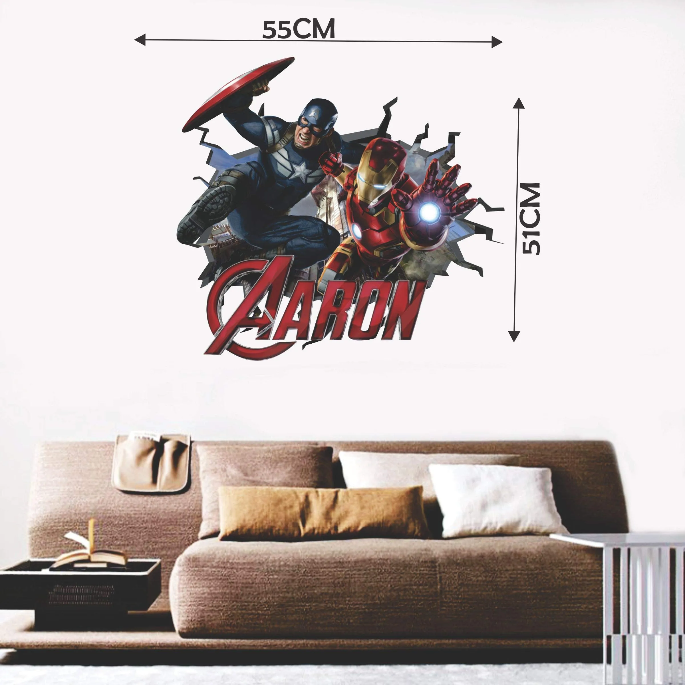 DK Decors Captain America and Iron Man | Decorative Wall Sticker for Living Room, Bedroom, Office, Hall and Home Decor
