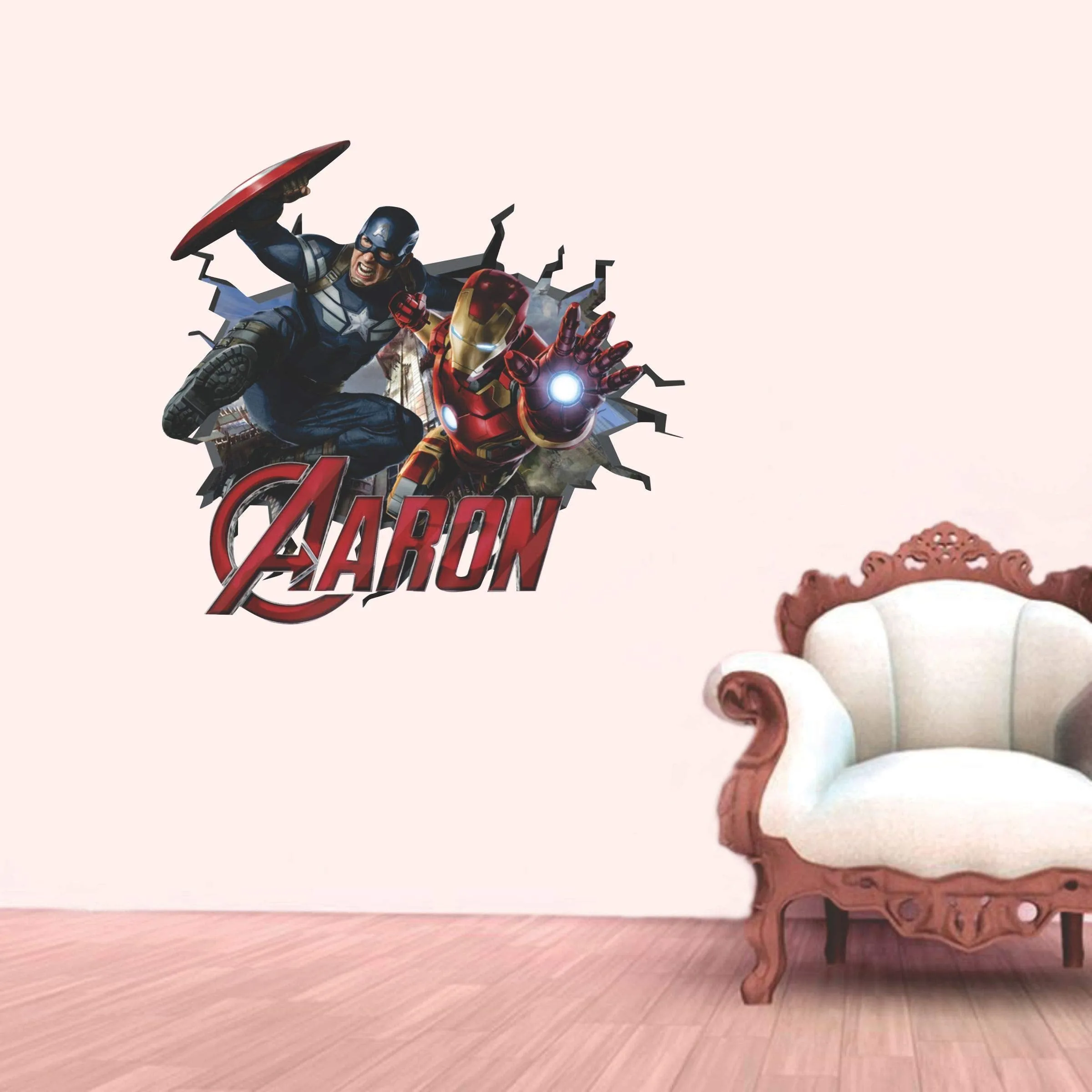 DK Decors Captain America and Iron Man | Decorative Wall Sticker for Living Room, Bedroom, Office, Hall and Home Decor