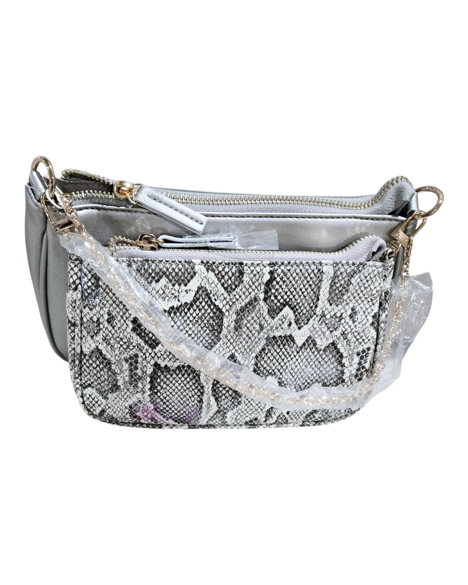 Double Crossbody Bag Snake Print